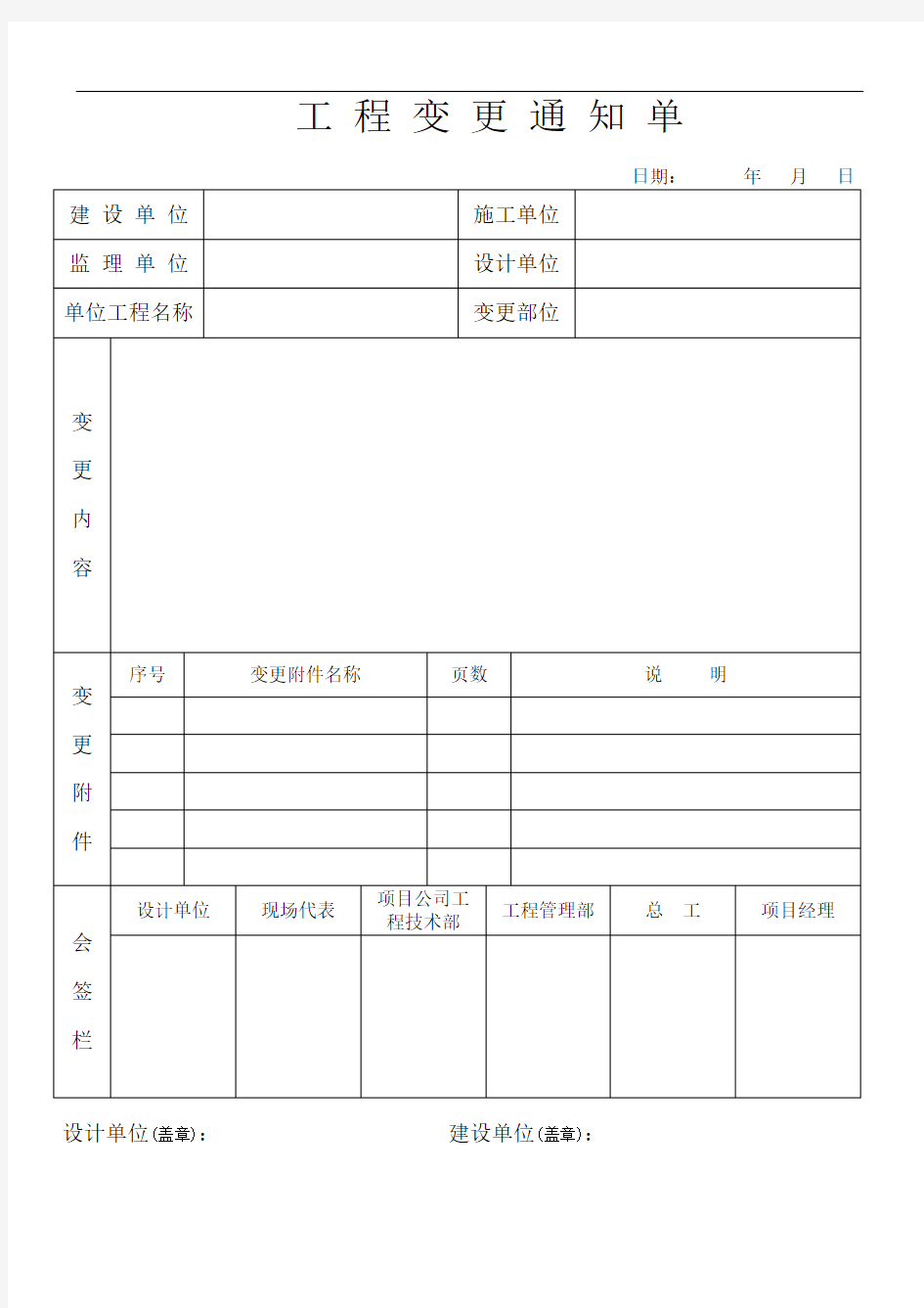 工程变更相关通知单