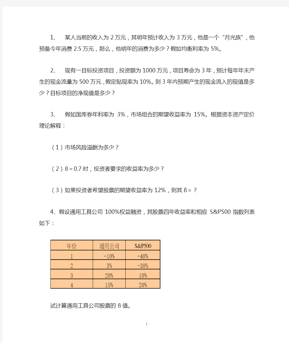 公司金融作业