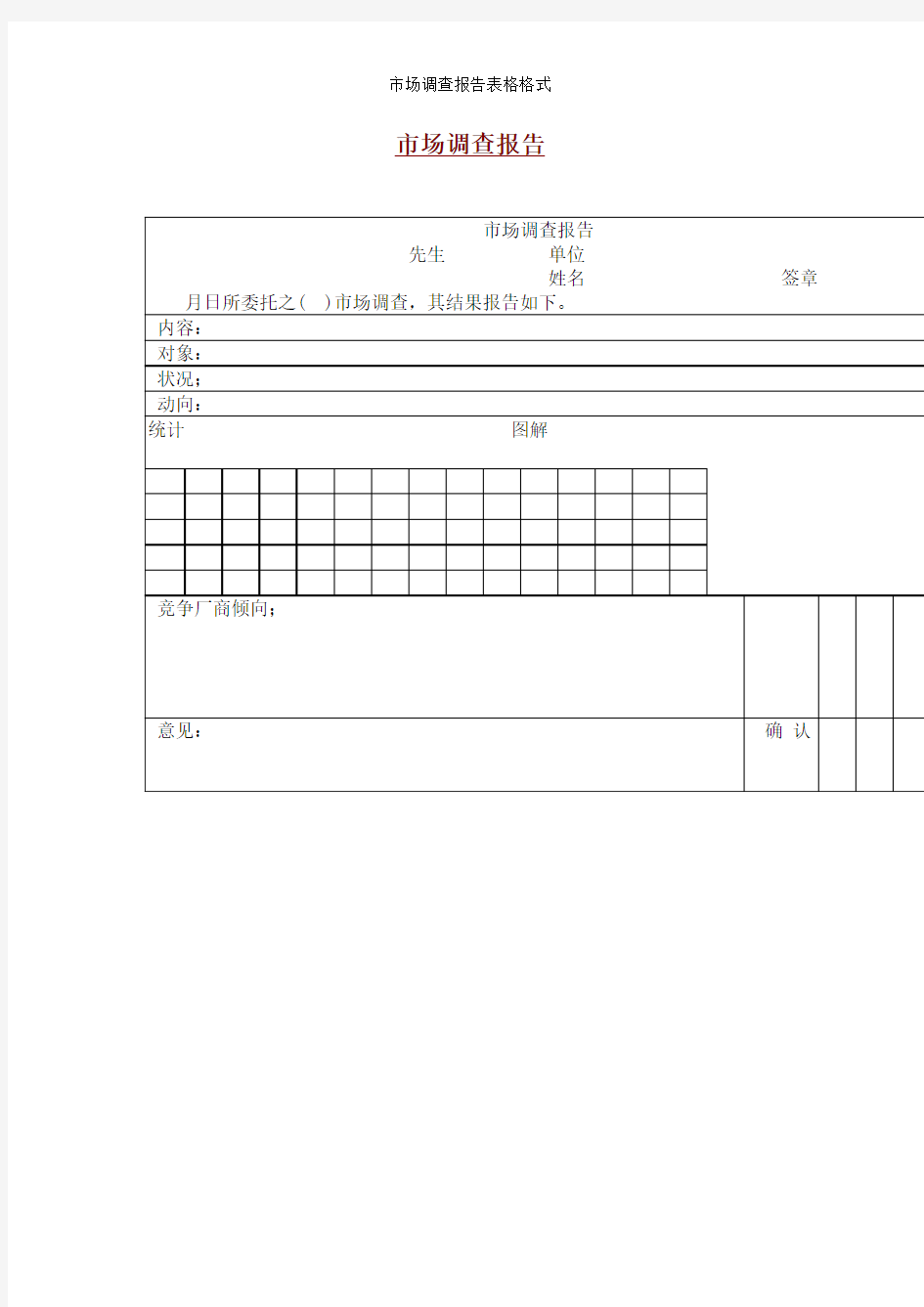 市场调查报告表格格式