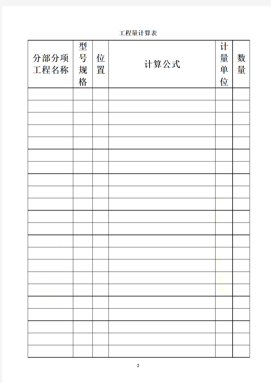 (给排水)安装工程预算课程设计工程量计算表