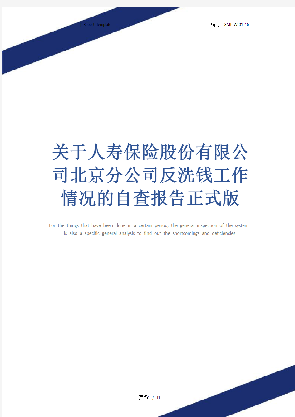 关于人寿保险股份有限公司北京分公司反洗钱工作情况的自查报告正式版