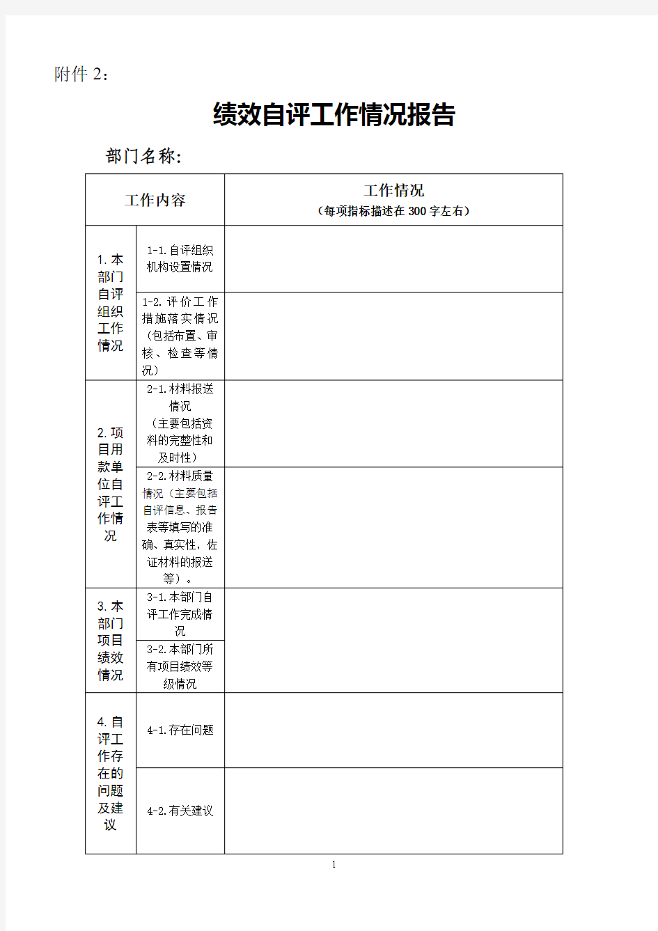 绩效自评组织情况报告(参考格式)