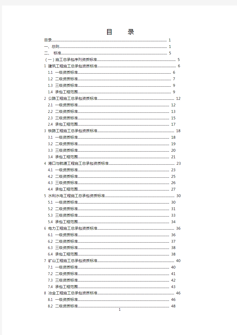 2015建筑业资质标准