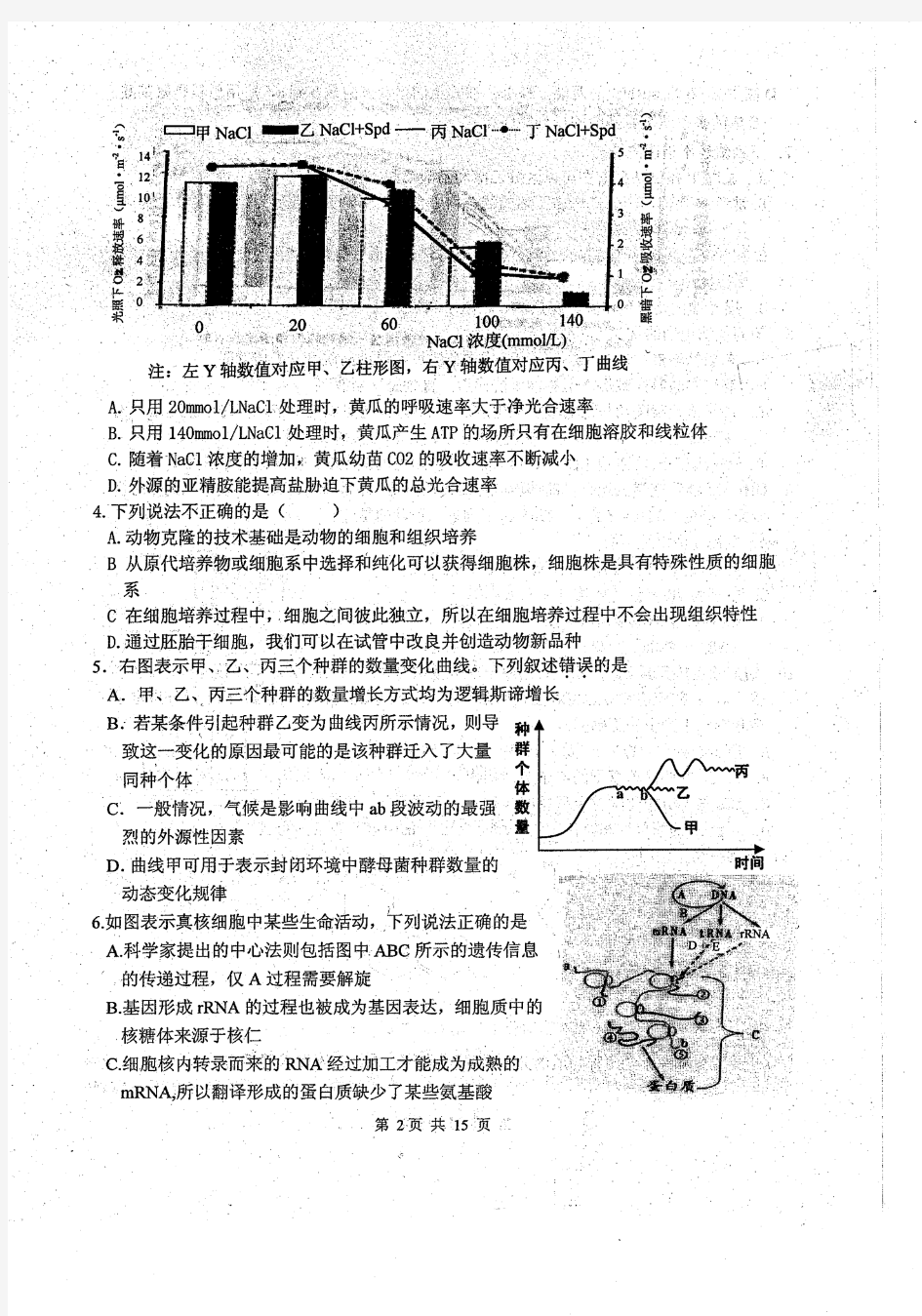 镇海中学2014届高三年级第二次仿真考理综生物试题