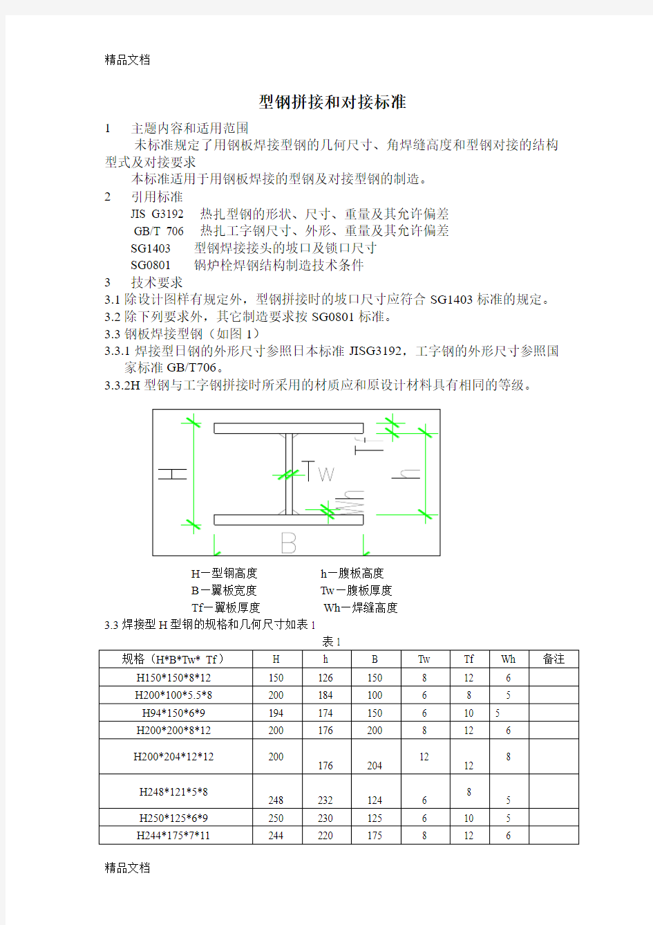 H型钢拼接和对接标准及重量(汇编)