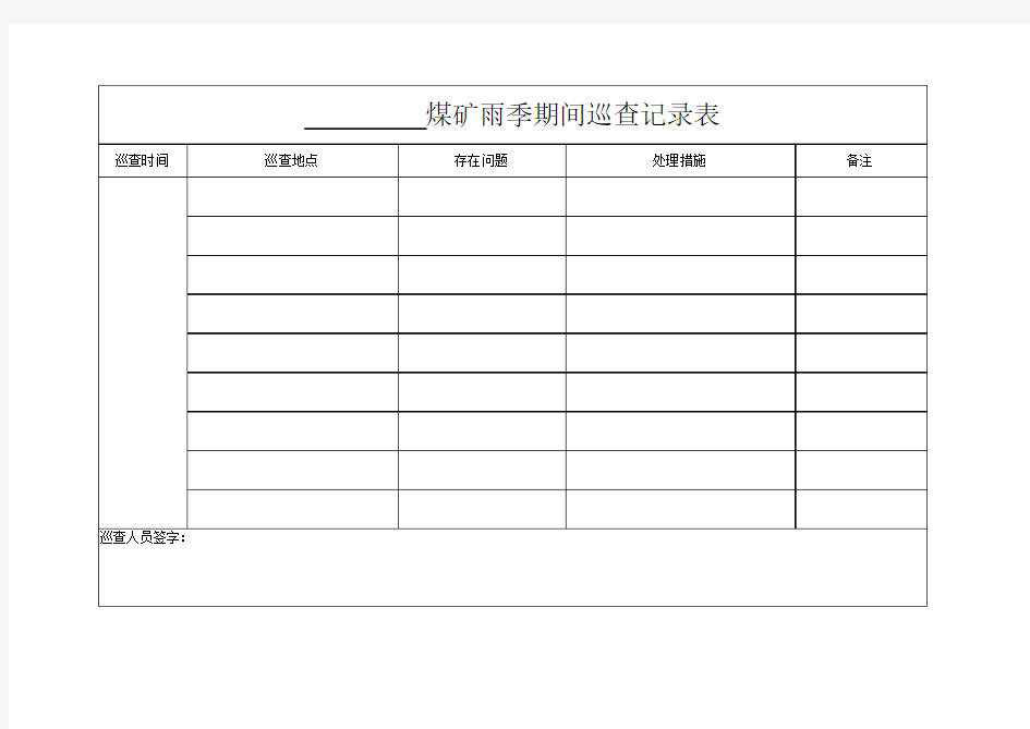 煤矿雨季三防巡查表