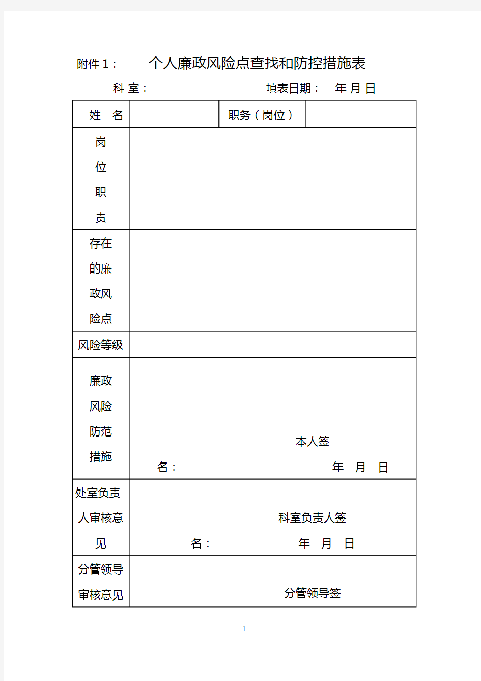 个人廉政风险点查找和防控措施表