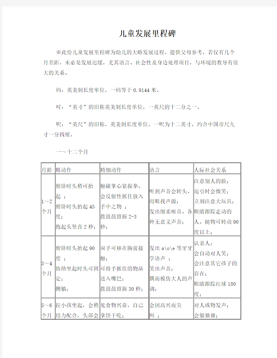 儿童发展里程碑最新