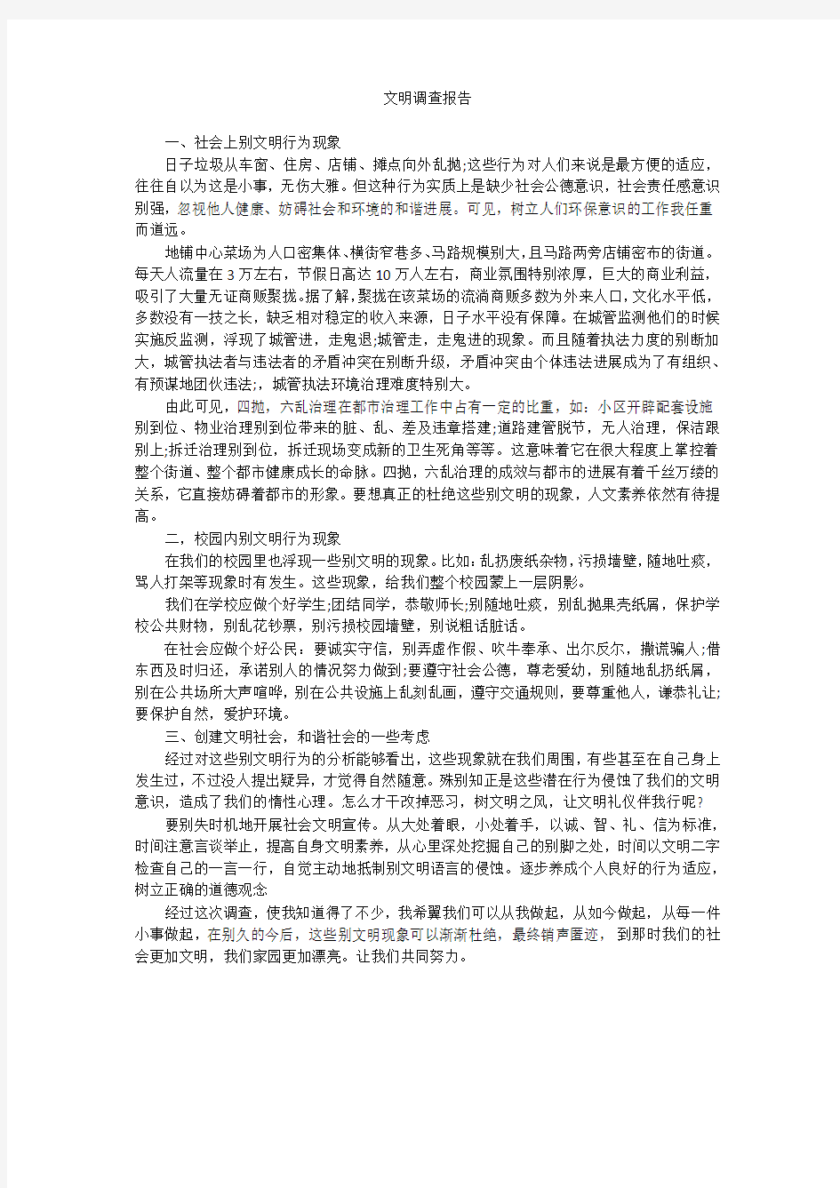 文明调查报告