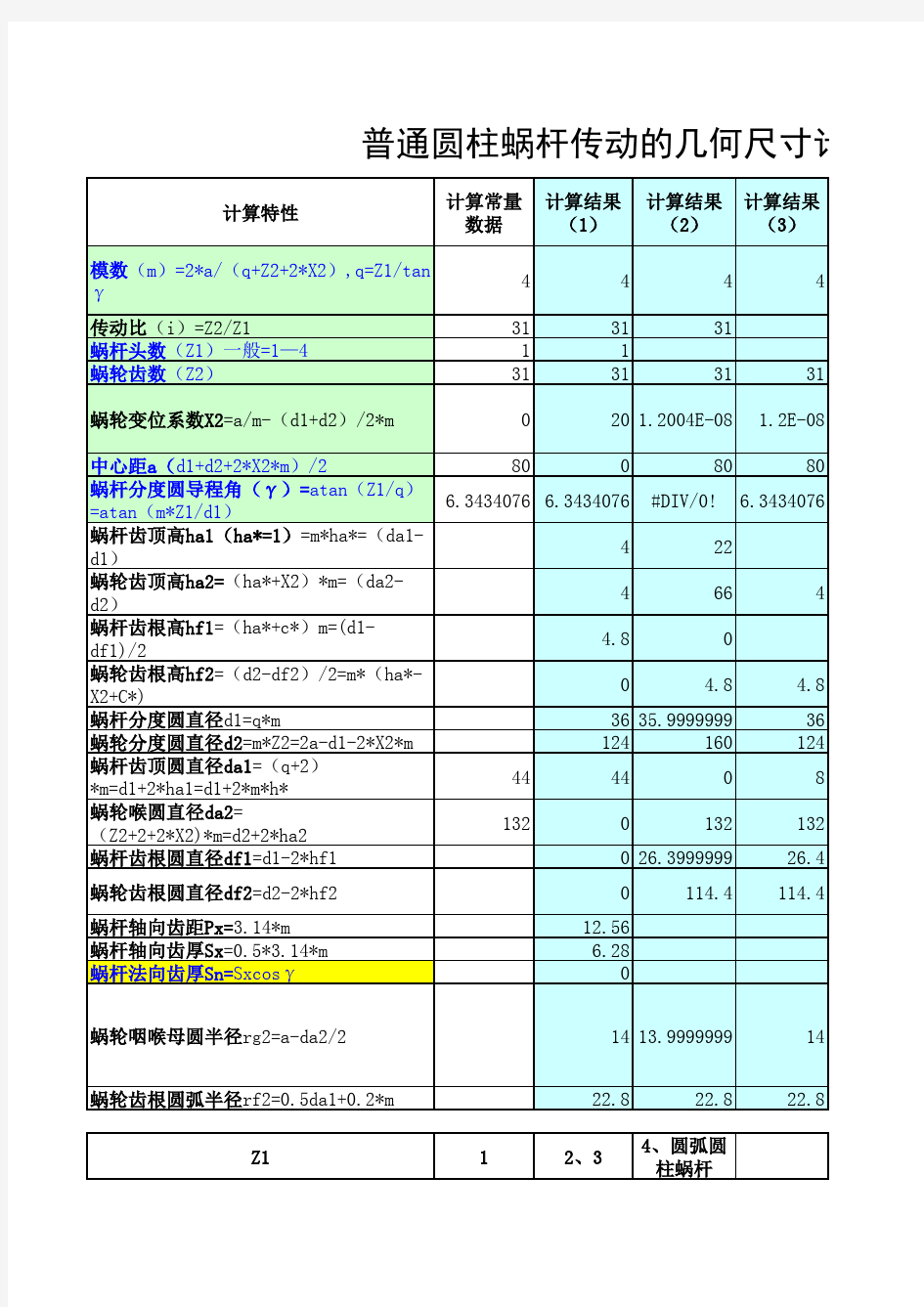 蜗轮蜗杆计算公式(简洁版)