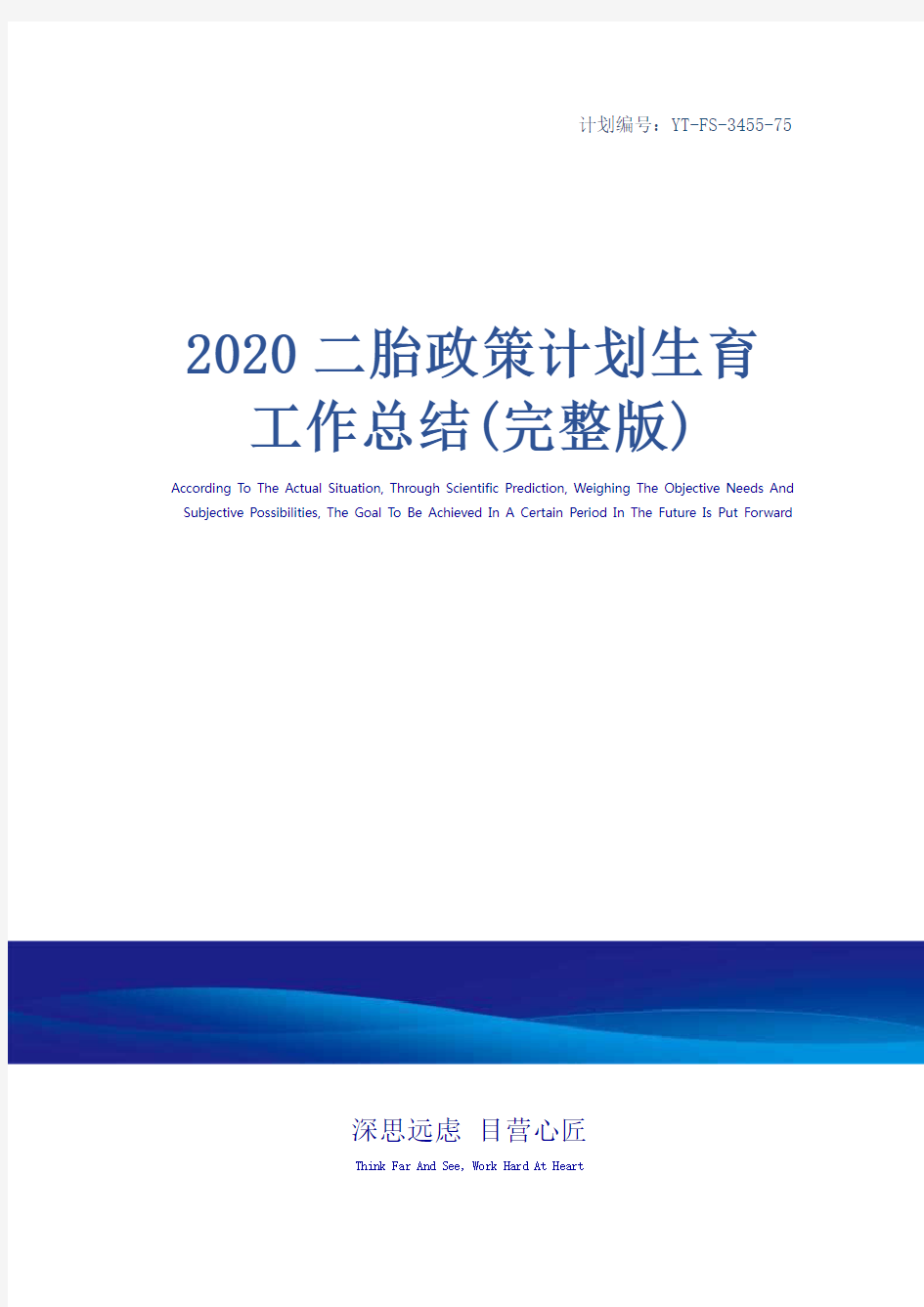 2020二胎政策计划生育工作总结(完整版)