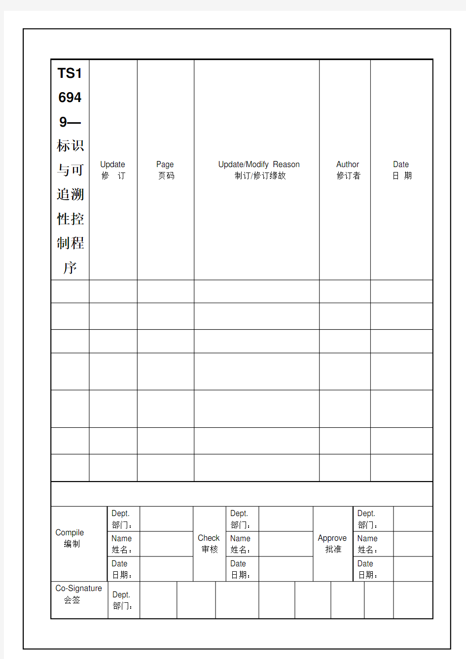 TS16949—标识与可追溯性控制程序