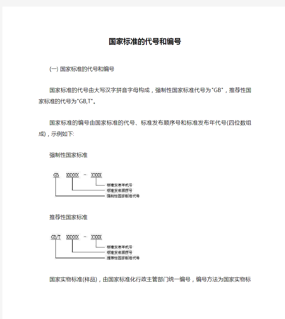 国家标准的代号和编号