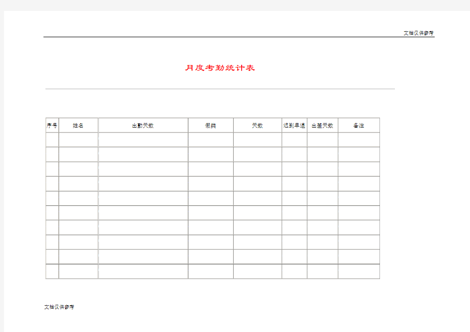 月度考勤统计表
