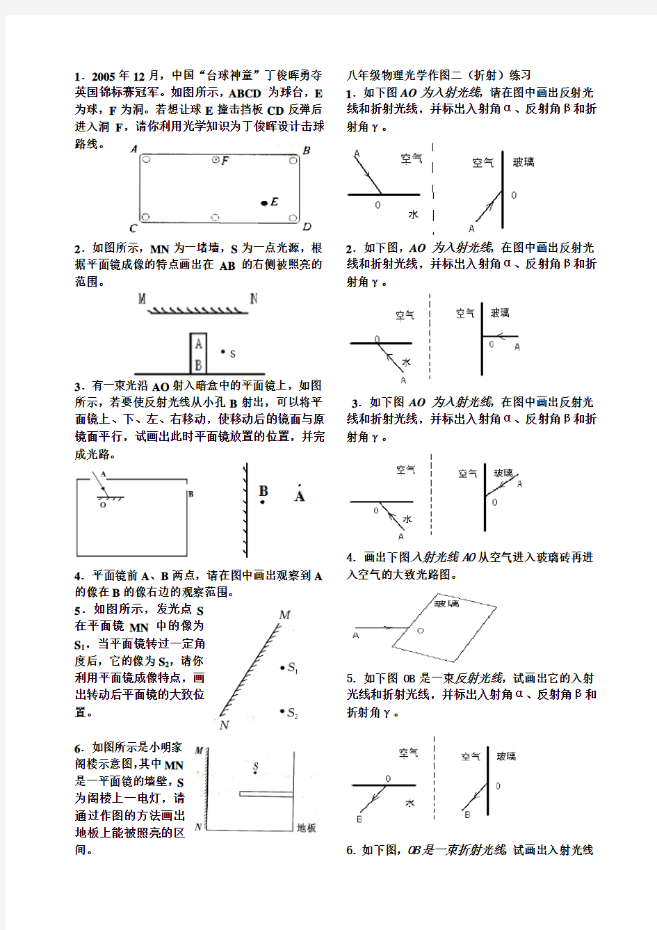 光学作图专题训练