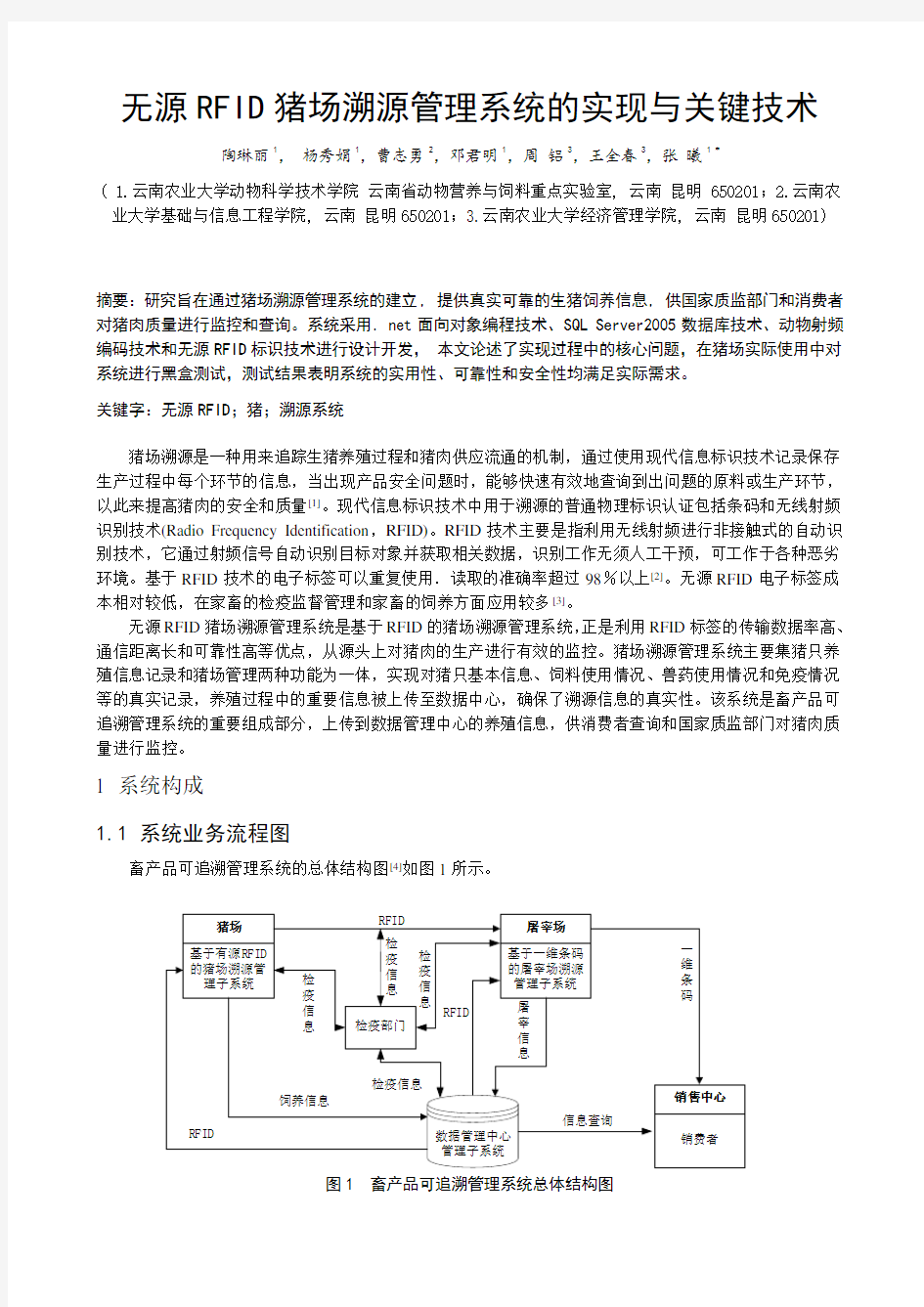 无源RFID猪场溯源管理系统的实现与关键技术