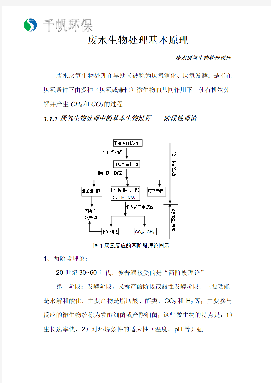 废水生物处理基本原理-厌氧生物处理原理
