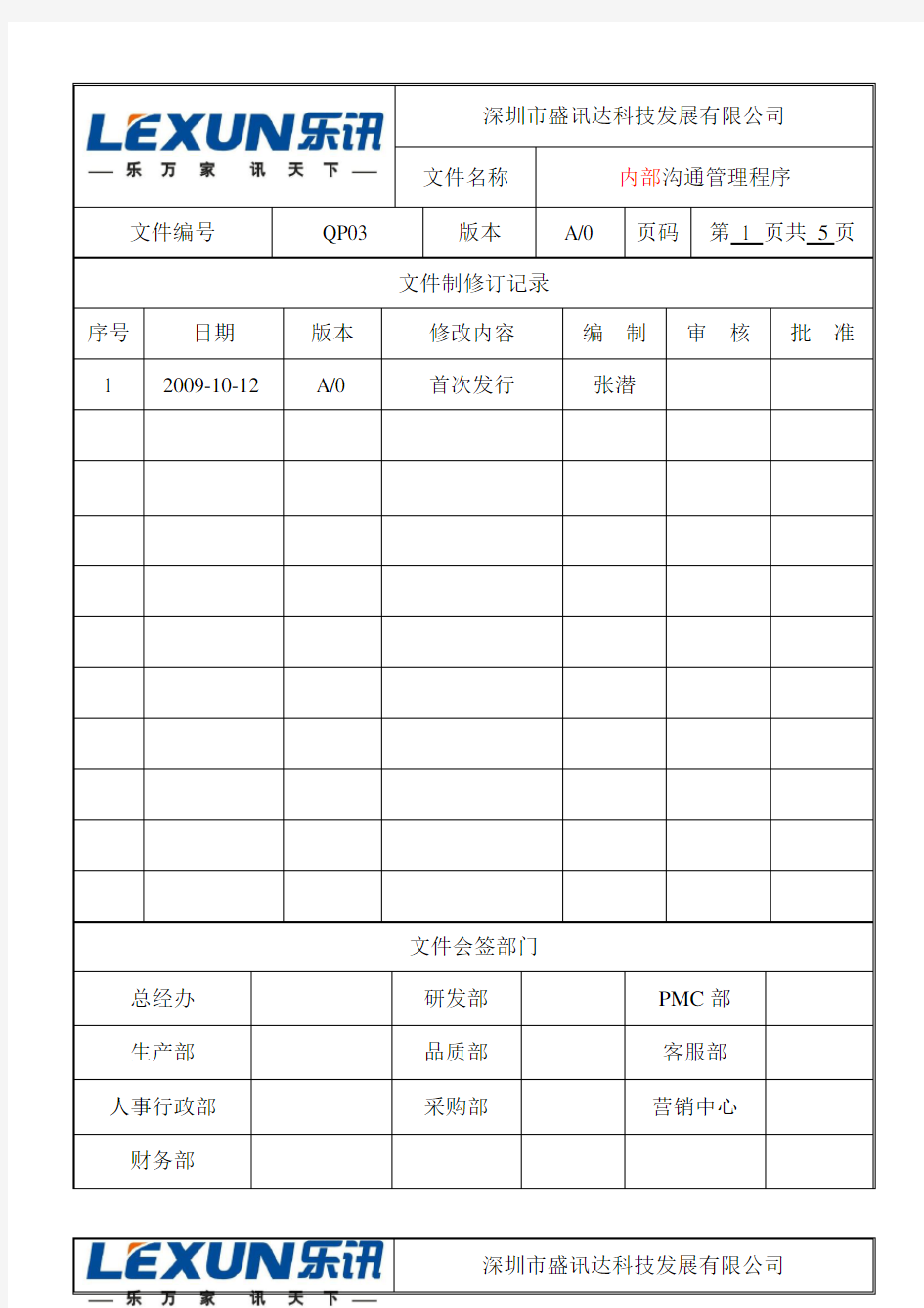 QP03内部沟通管理程序