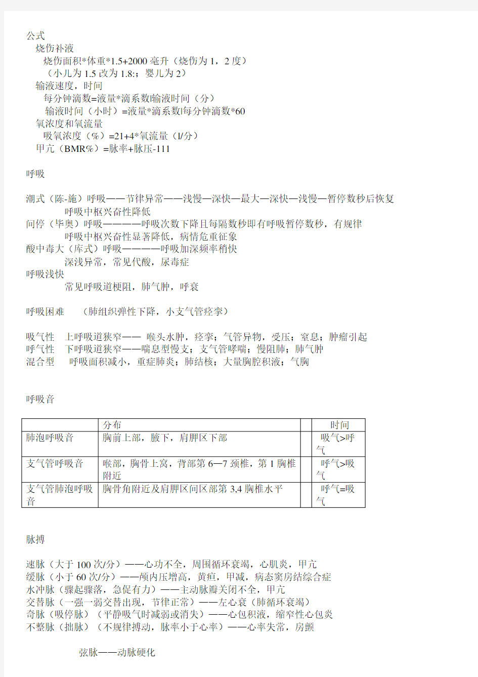 护师考试常用知识点——考前必看,看完必过