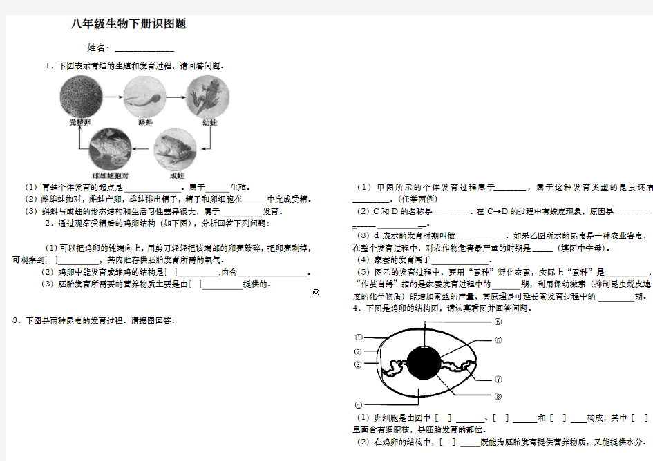 八年级生物(下册)识图题