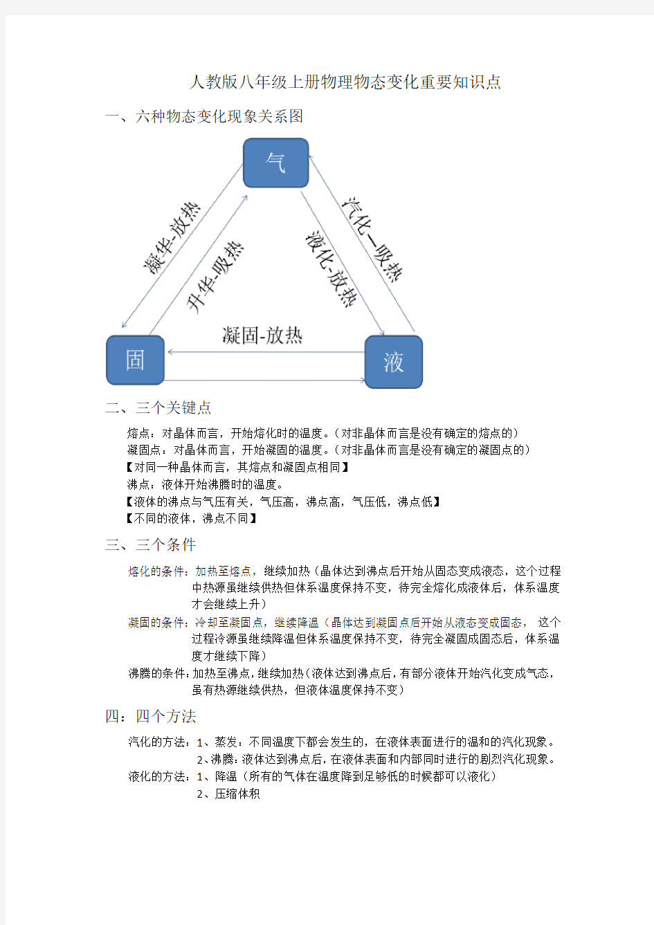 人教版八年级上册物理物态变化