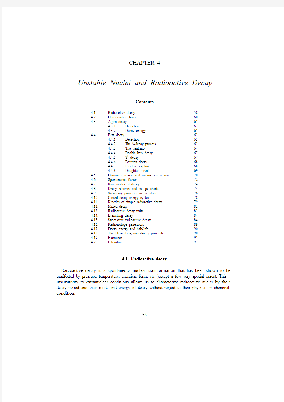 Unstable Nuclei and Radioactive Decay