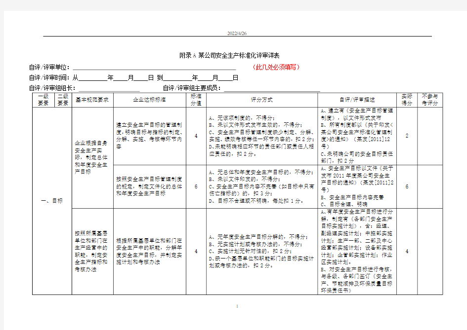 安全生产标准化评审报告样本(基本规范细则)