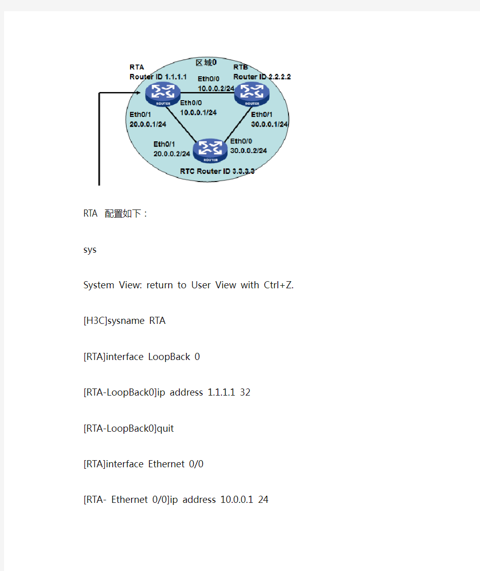 H3C OSPF基本配置