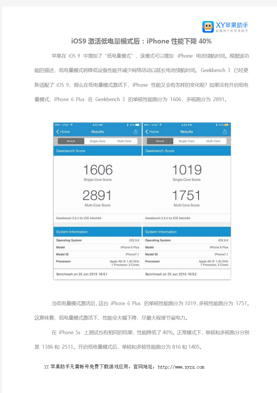 iOS9激活低电量模式后：iPhone性能下降40%