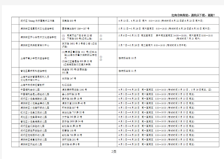 中国美术学院考级上海地区各区报名点一览表