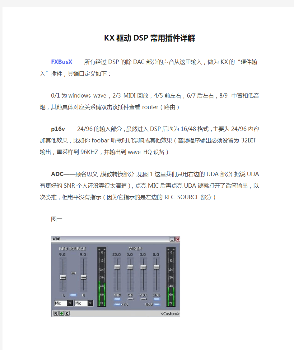 KX驱动DSP常用插件详解