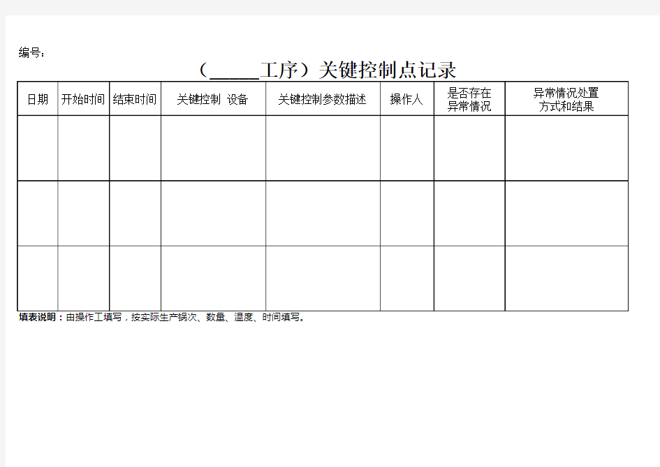 关键控制点记录