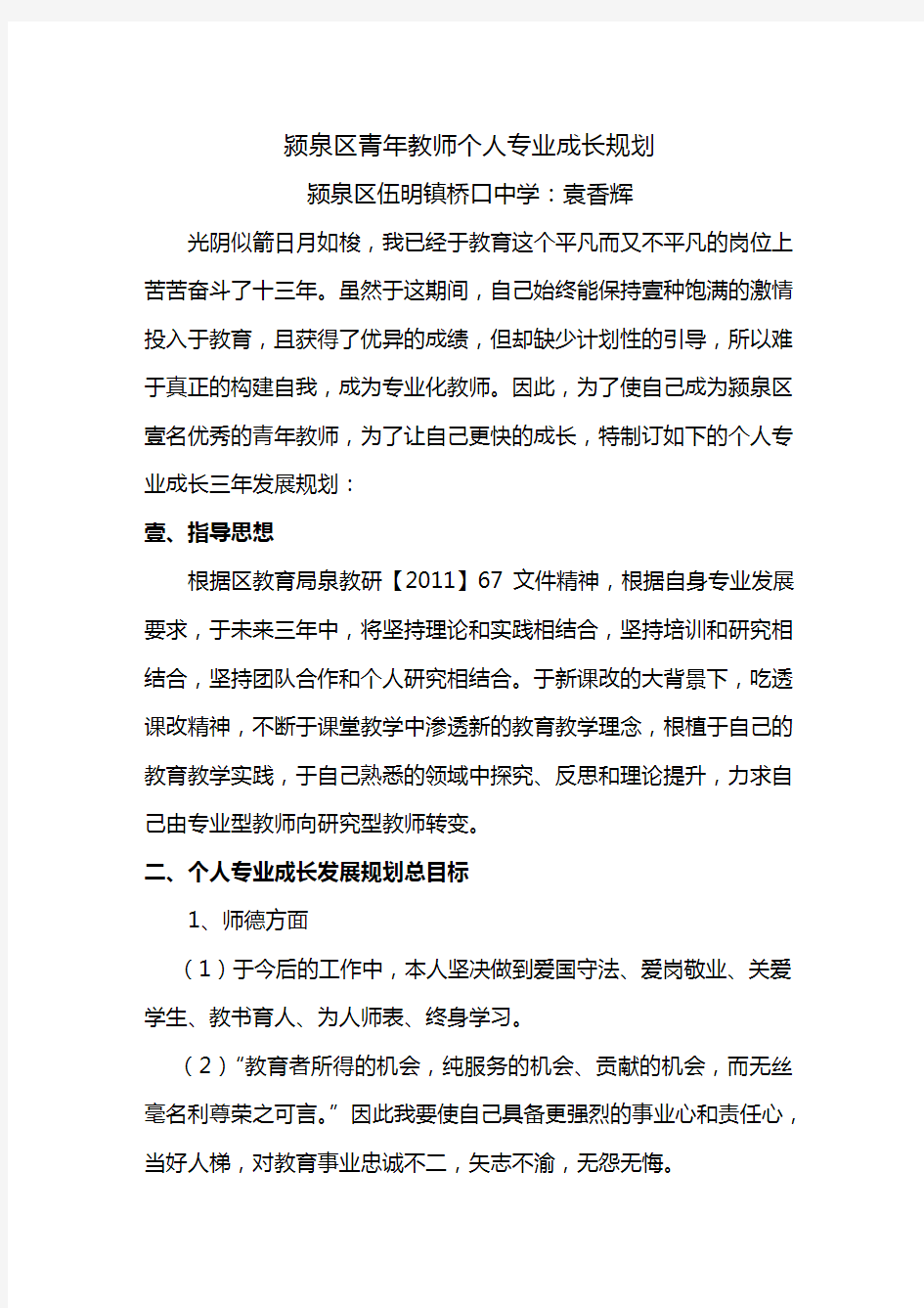 人才梯队管理青年教师个人专业成长规划