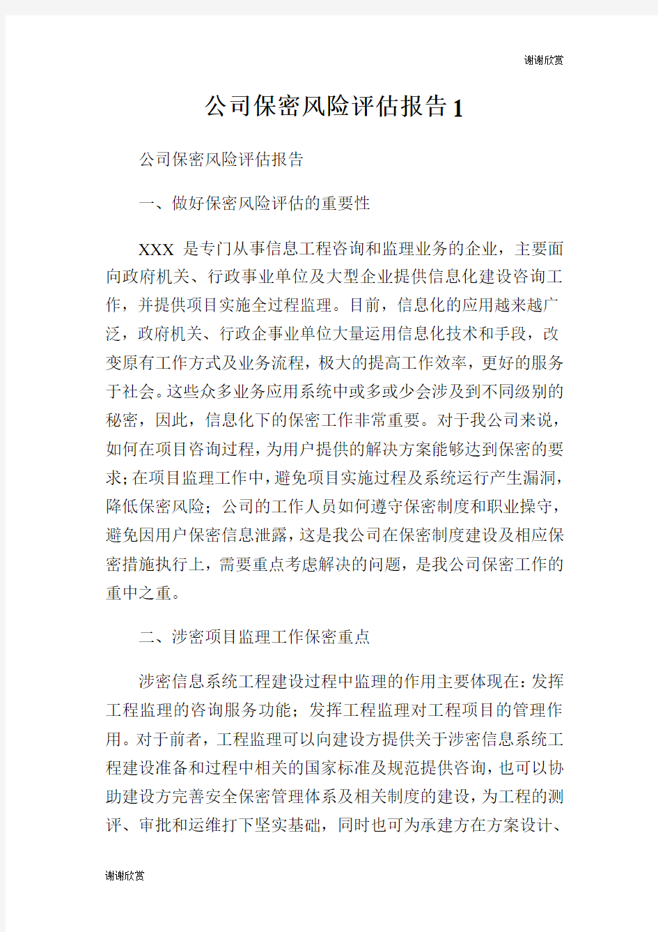 公司保密风险评估报告.doc