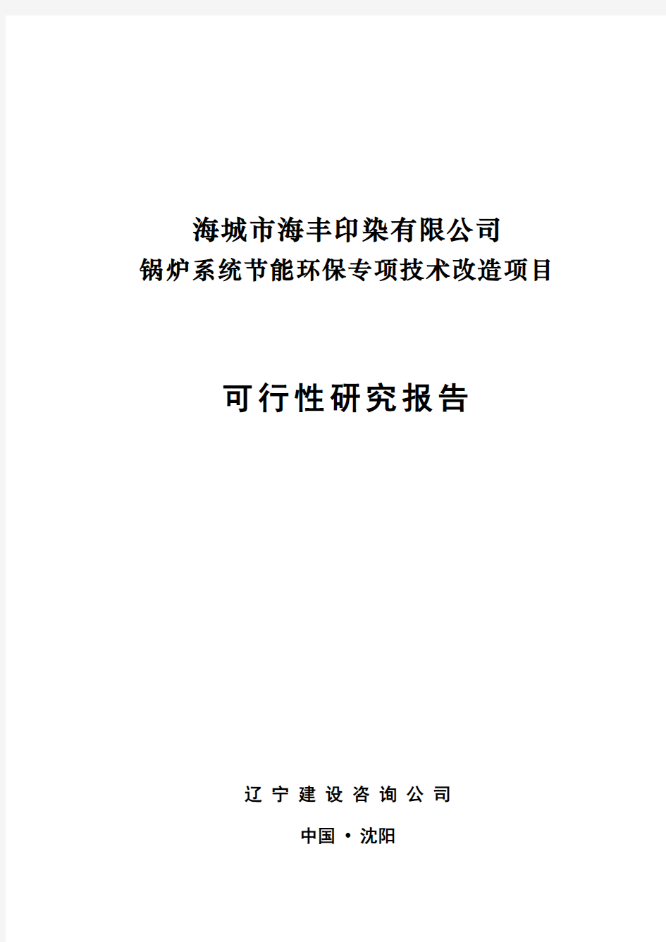 印染有限公司锅炉系统节能环保专项技术改造项目可行性研究报告