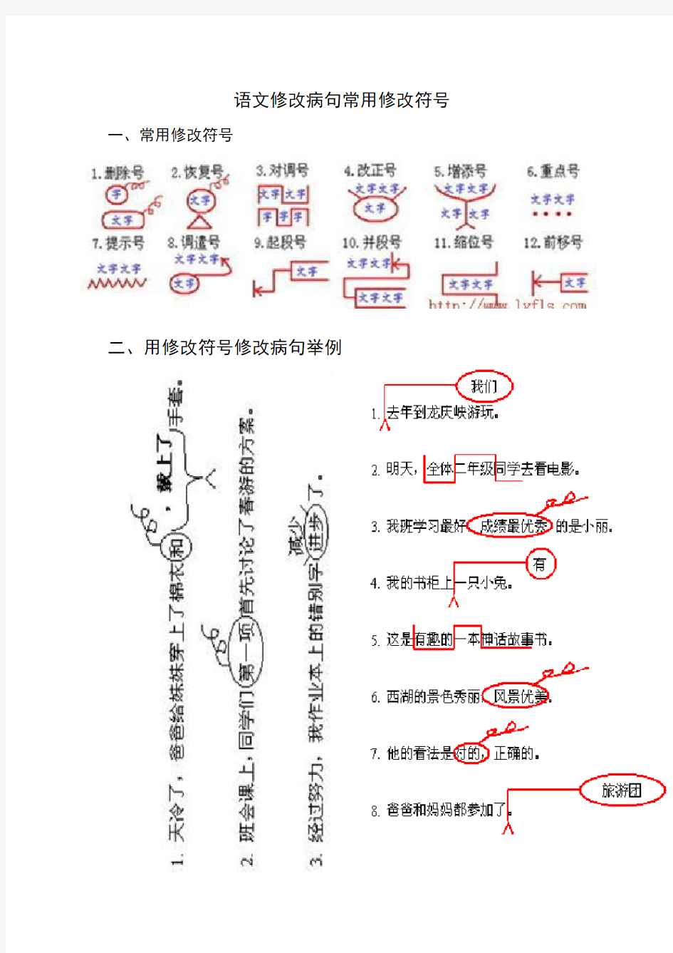 (完整版)《用修改符号修改病句》讲解与练习