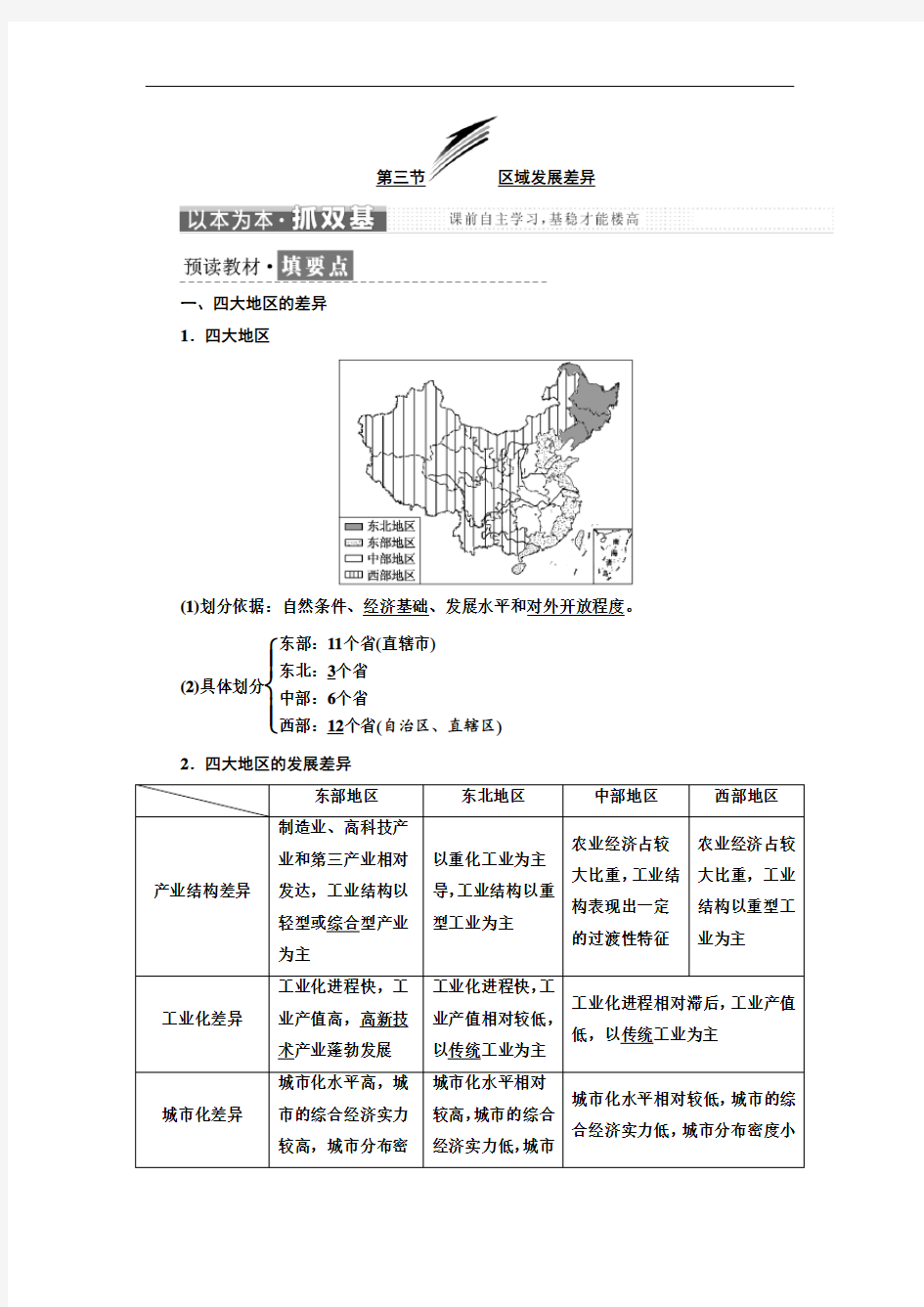 湘教版高中地理必修三第一章第三节区域发展差异