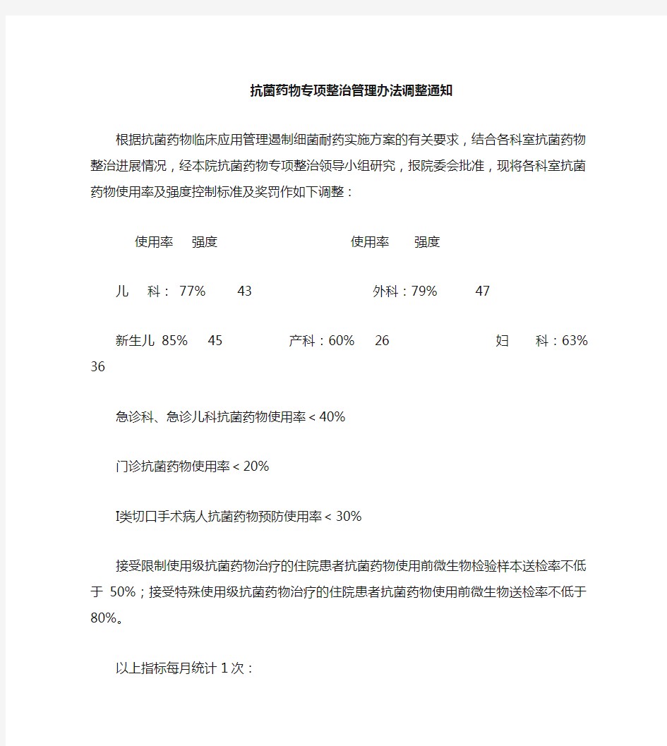 2018各科抗菌药物指标