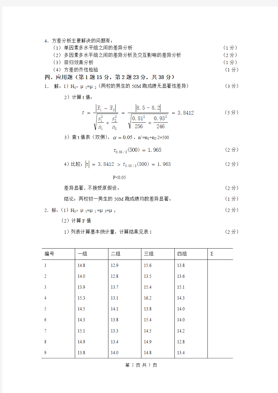 体育测量与统计143答案