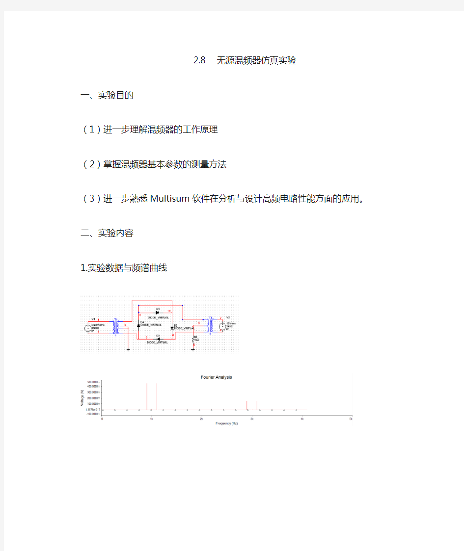 东南大学_通电实验_实验2无源混频器仿真实验