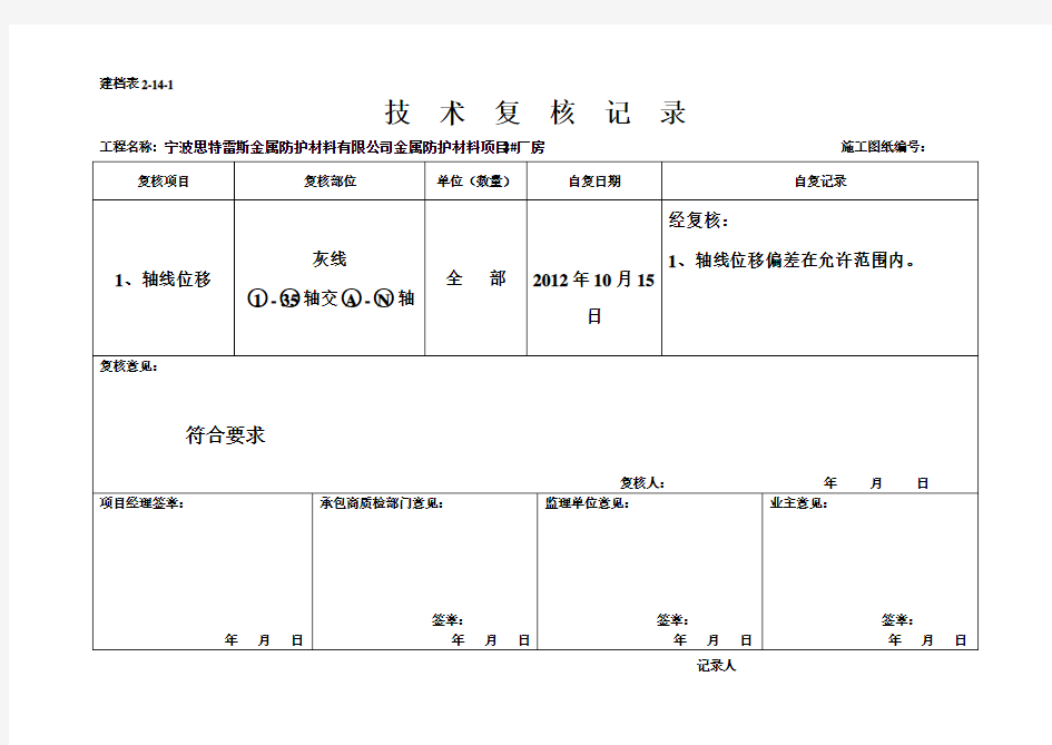 技术复核记录表