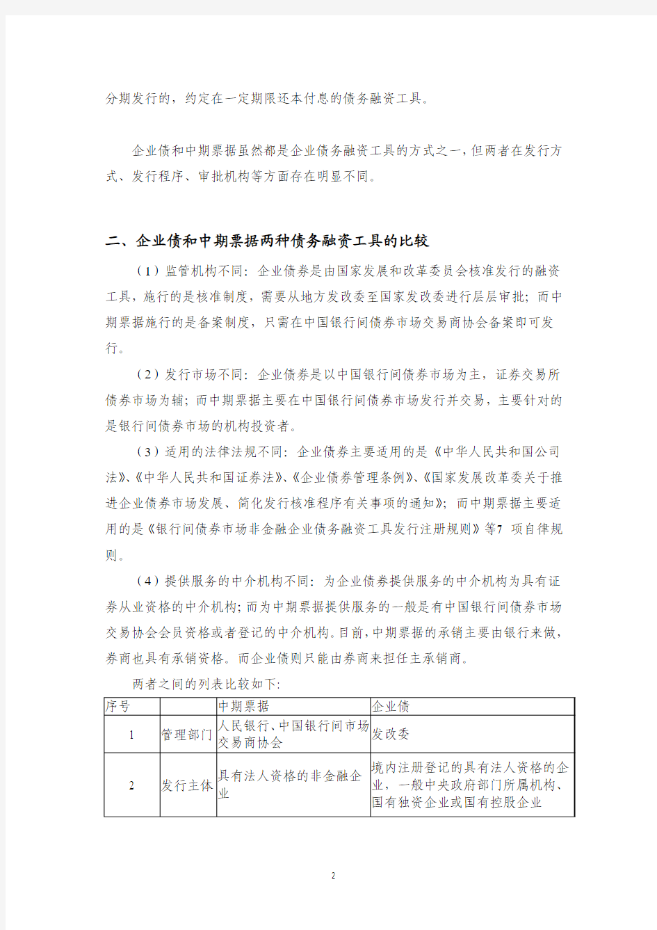 企业债和中期票据相关问题研究