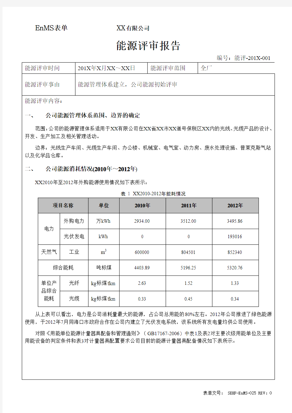 能源评审报告-样本