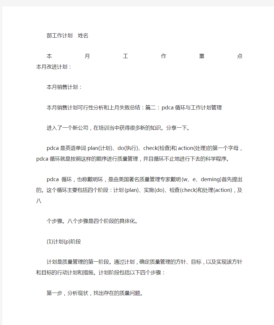 PDCA工作计划