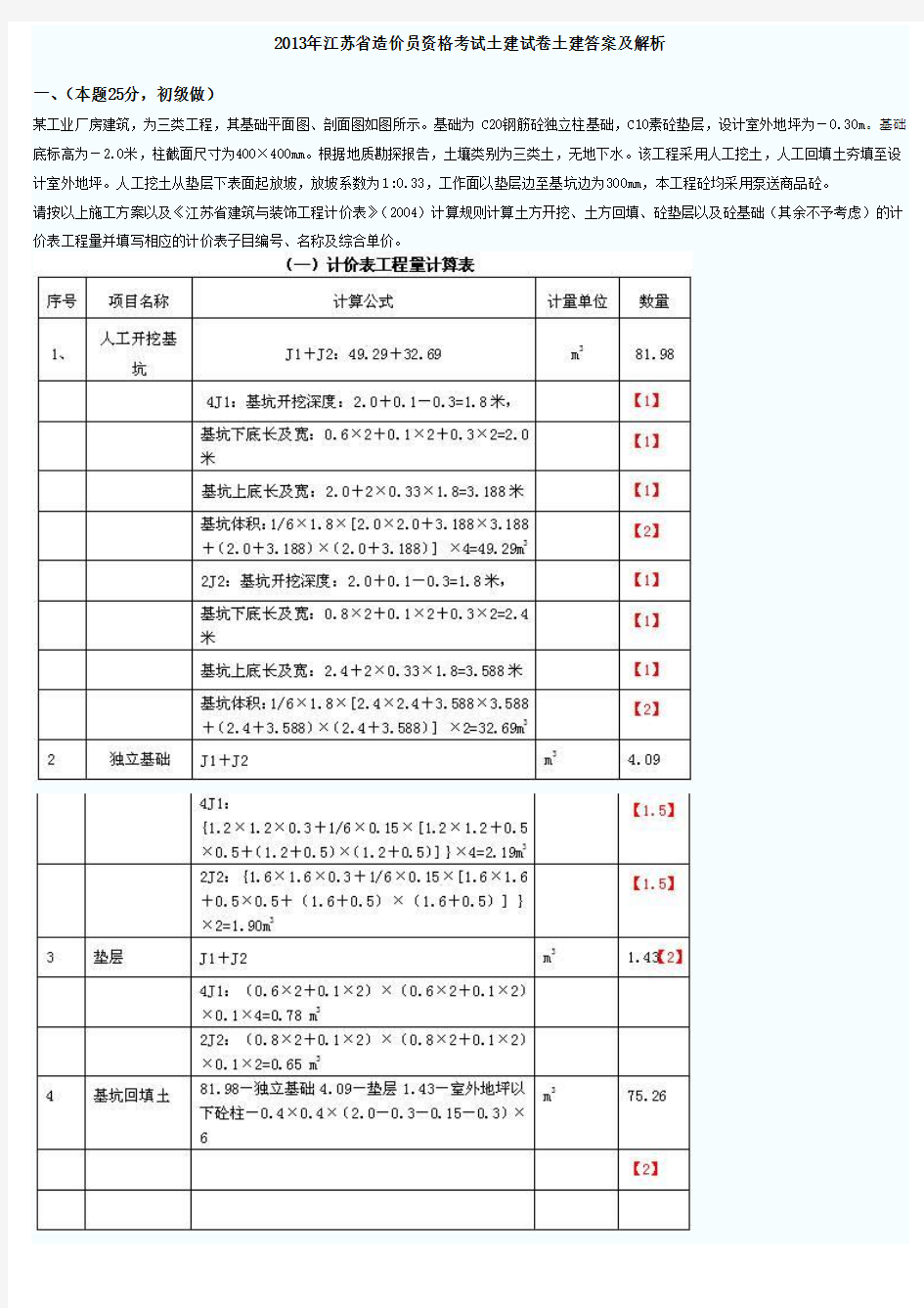 2013年土建造价员试题