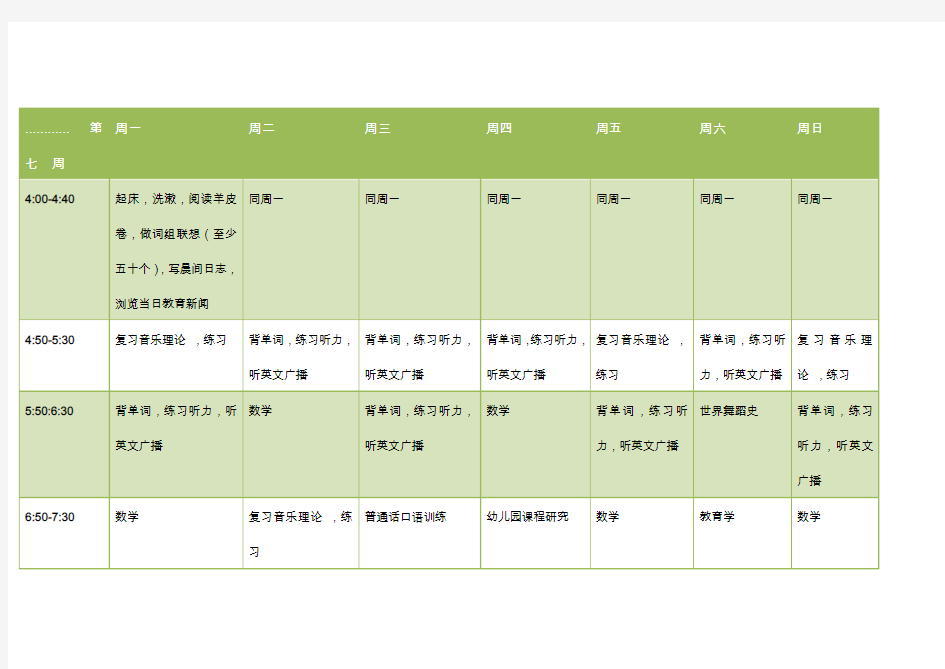 清华学霸马冬晗学习计划表(打印版)