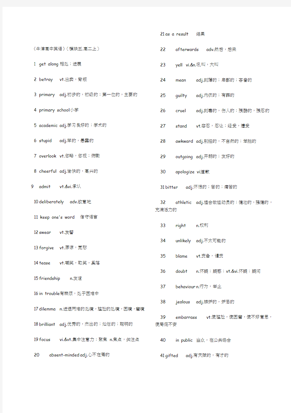 牛津高中英语全部词汇表A