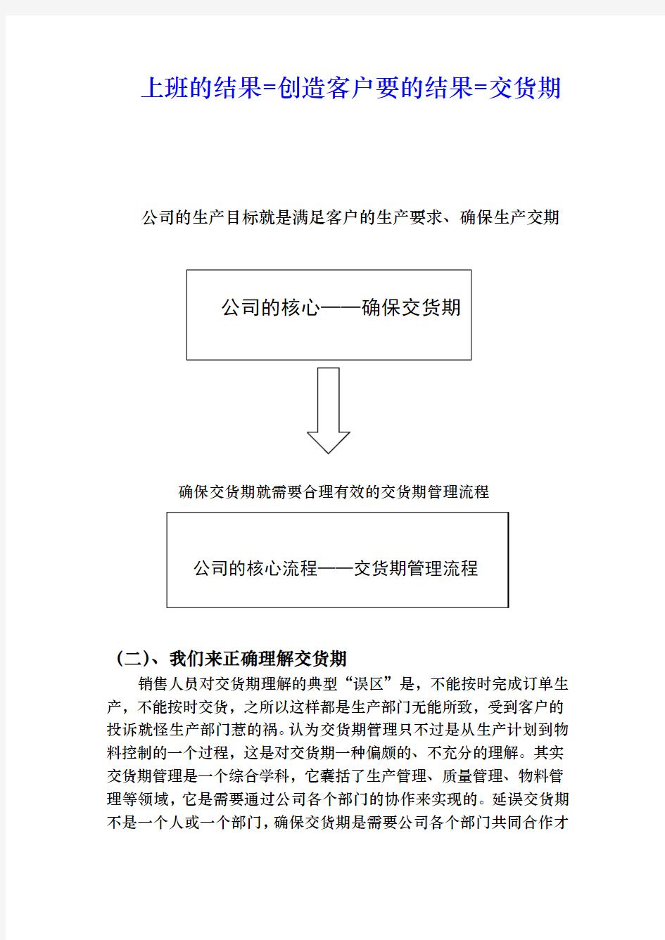 交货期管理流程图