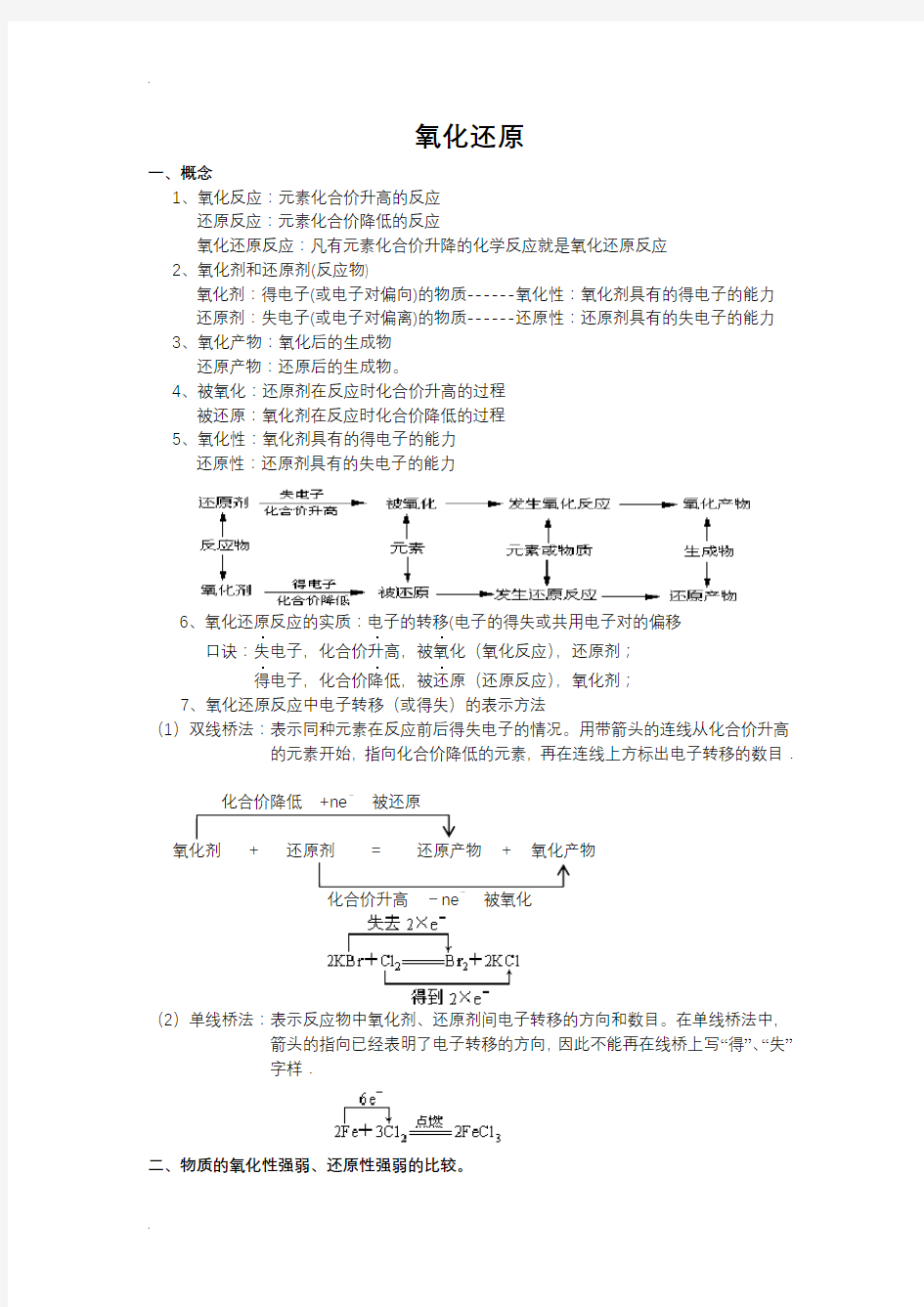 氧化还原反应知识点归纳