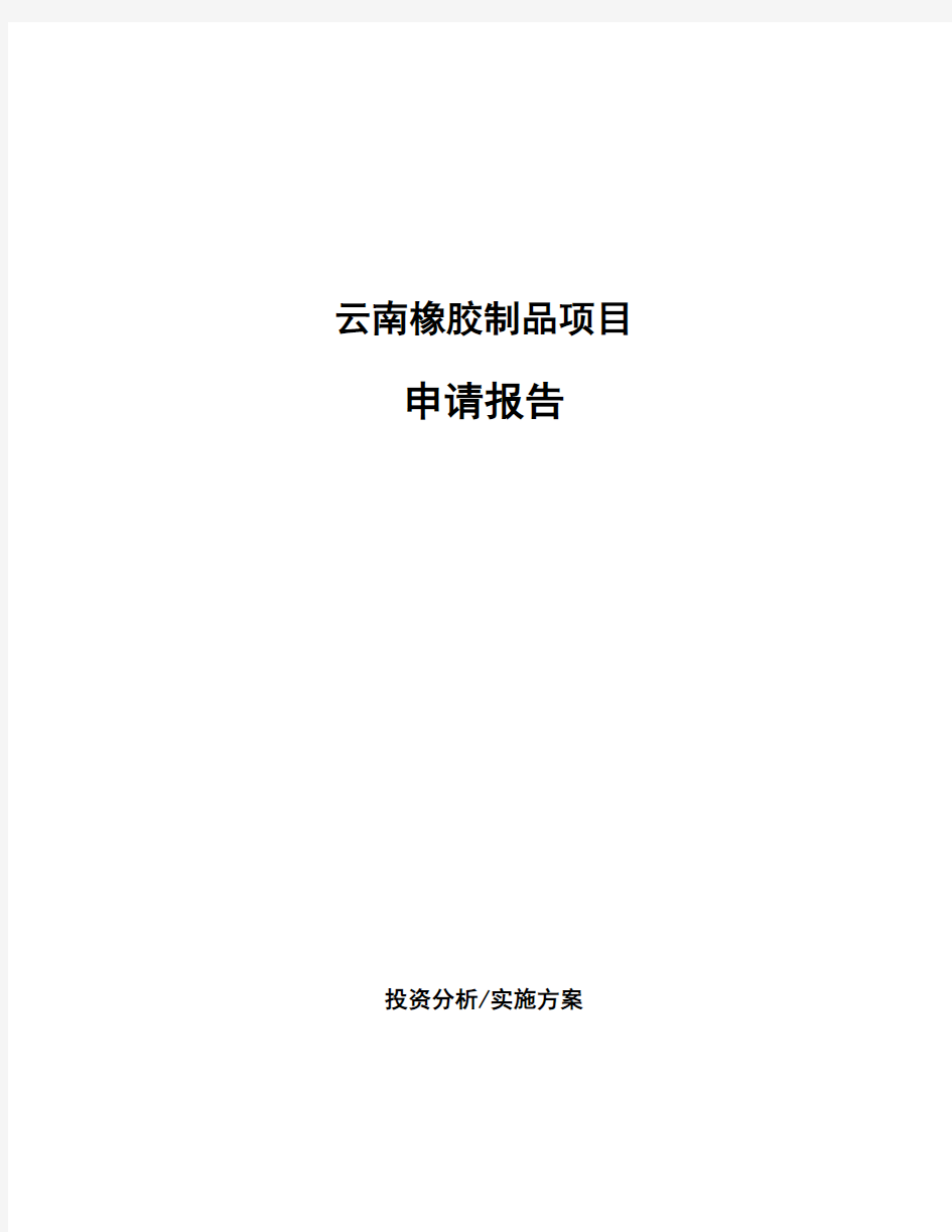 云南橡胶制品项目申请报告